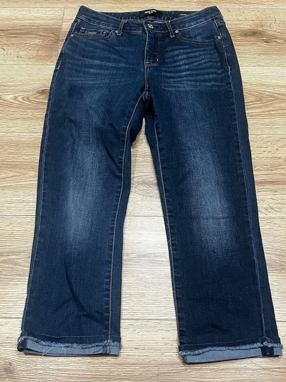 Nine West Womens Jeans Size 4 Blue Straight Cuffed Denim (A00)